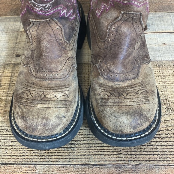 Justin Gypsy Western Boot Womens Size 6.5 B Leather Ankle Boots Round Toe Heels - Picture 3 of 13